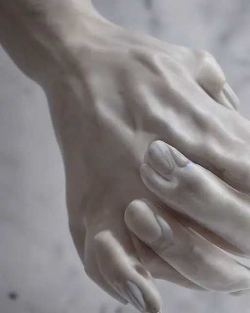 Image similar to beautiful marble sculpture of a woman's elegant hand, hyperreal