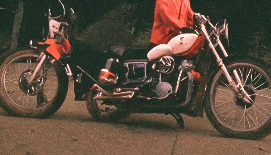 Image similar to 7 0 s movie still of kame rider x, cinestill 8 0 0 t 3 5 mm eastmancolor, heavy grain, high quality, high detail