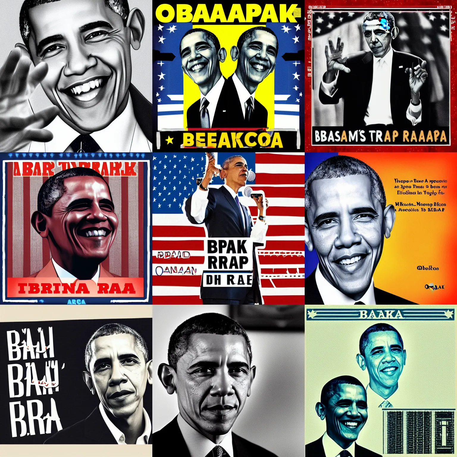 Prompt: album cover of barack obama's first rap album,