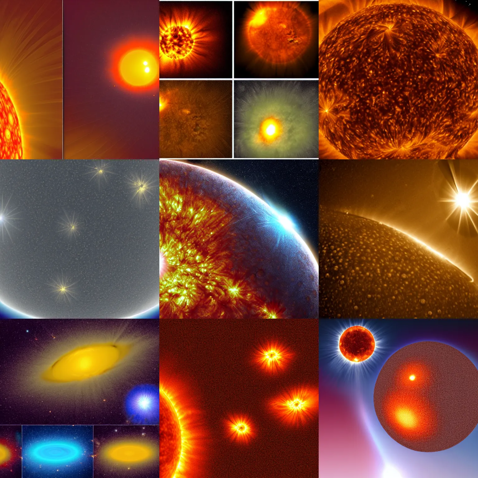Prompt: the surface of the sun, solar flares and sunspots. highly detailed, photorealistic