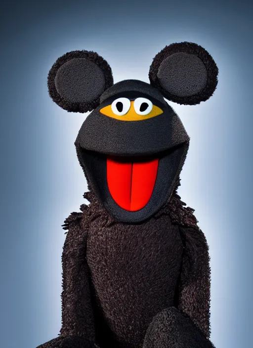 Image similar to studio portrait still of muppet black panther as a muppet muppet as a muppet, 8 k, studio lighting, key light,