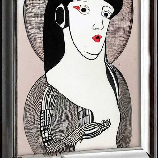 Image similar to a portrait of a female android by aubrey vincent beardsley