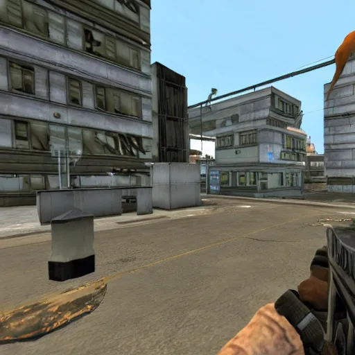 Image similar to garrys mod, half life 2 style map, fps shooter