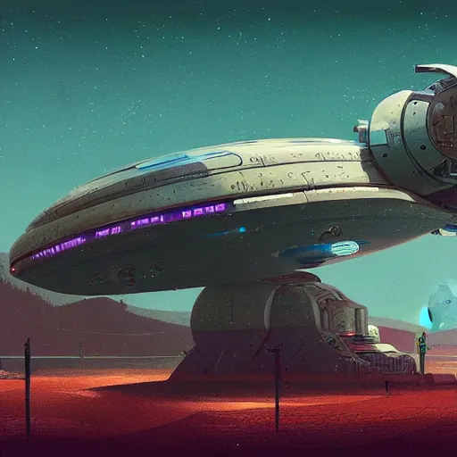 Image similar to A schematic of a spaceship for asteroid mining by Simon Stålenhag