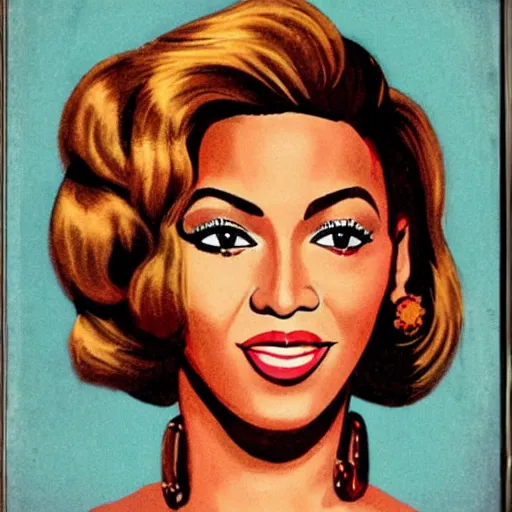 Image similar to “Beyoncé portrait, color vintage magazine illustration 1950”