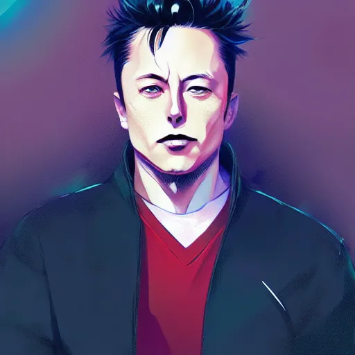 Image similar to anime portrait of elon musk as an anime boy by Stanley Artgerm Lau, WLOP, Rossdraws, James Jean, Andrei Riabovitchev, Marc Simonetti, and Sakimichan, trending on artstation