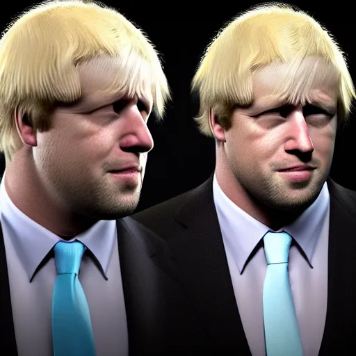Image similar to muscular chad gigachad boris johnson with thick blonde hair, boris johnson as a chad with thick blonde hair, strong jawline, good posture, realistic, hyperrealistic, 8 k resolution, highly detailed, very detailed, hd quality, intricate details, trending on artstation