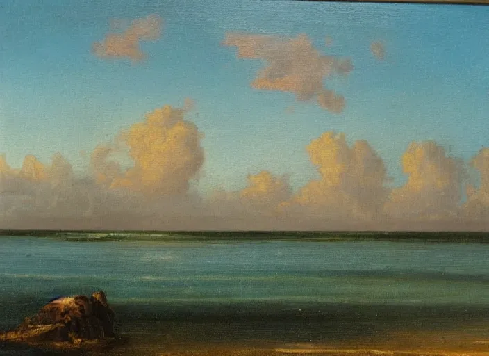 Image similar to florida keys in the style of hudson river school of art, oil on canvas