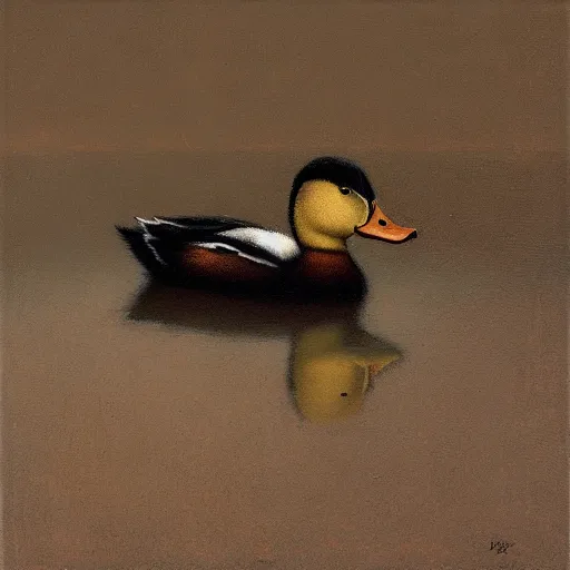 Prompt: a duck on the prowl oil painting dan witz