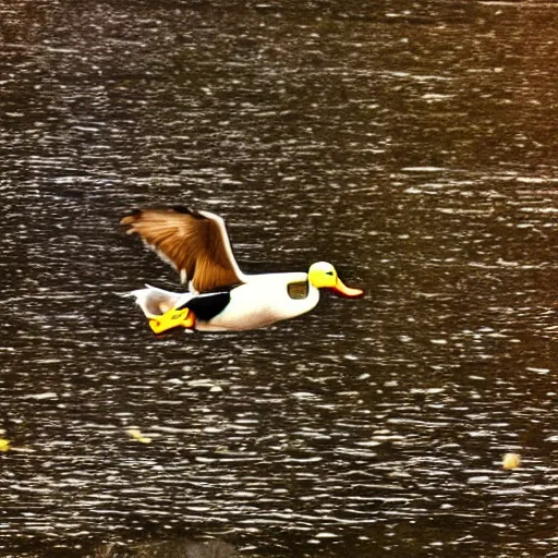 Image similar to a duck falling from the sky