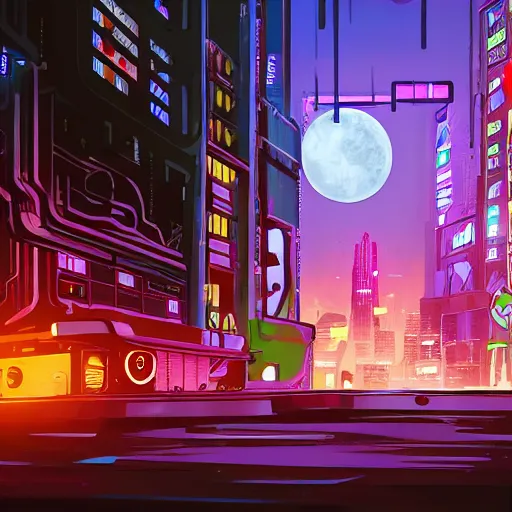 Image similar to a cat with cyberpunk parts in the city