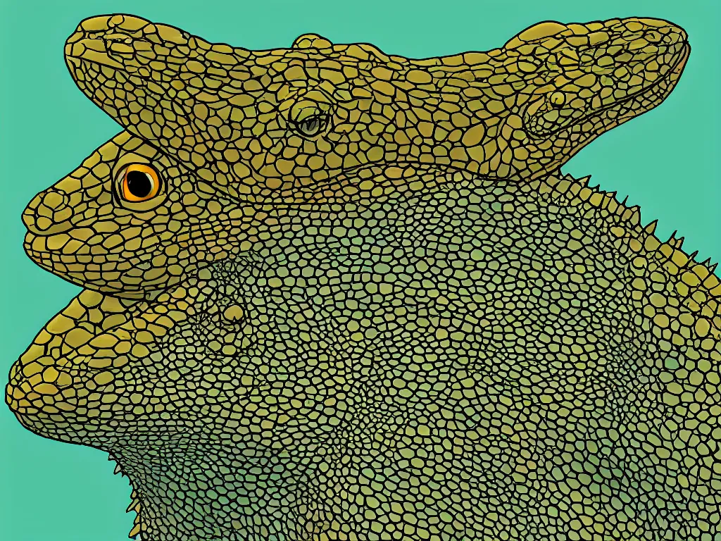 Prompt: “ a lizard basking in the sun, 4 k, trending on artstation, in the style of daniel clowes ”