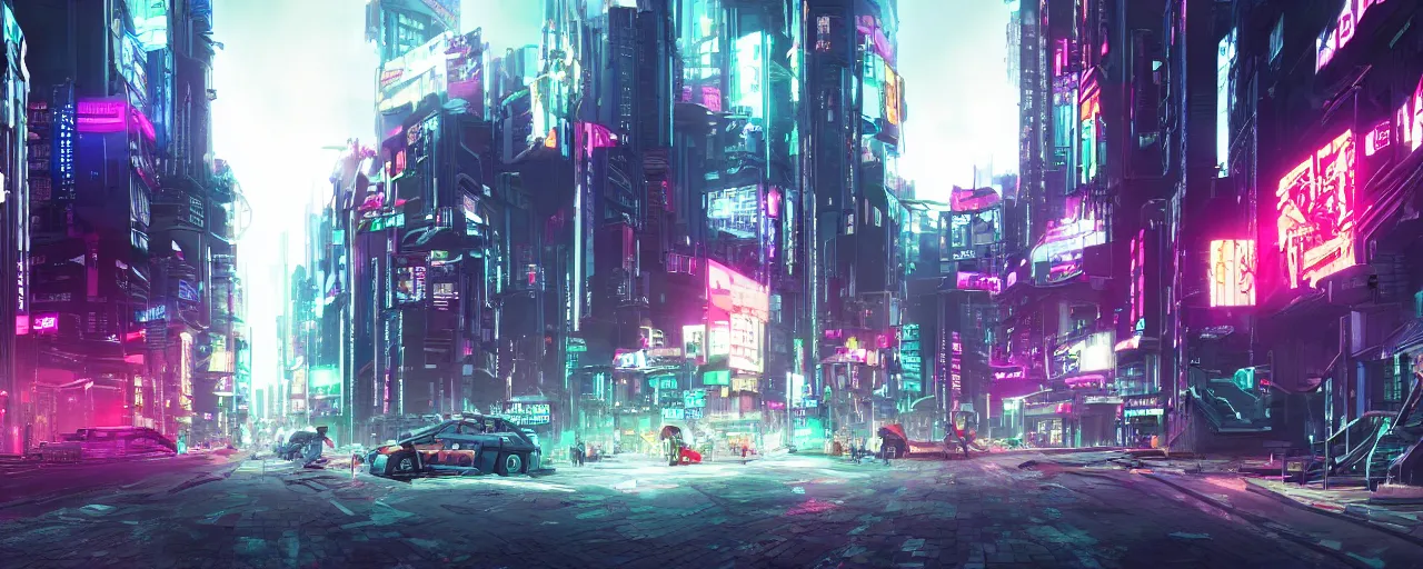 Prompt: cyberpunk city street