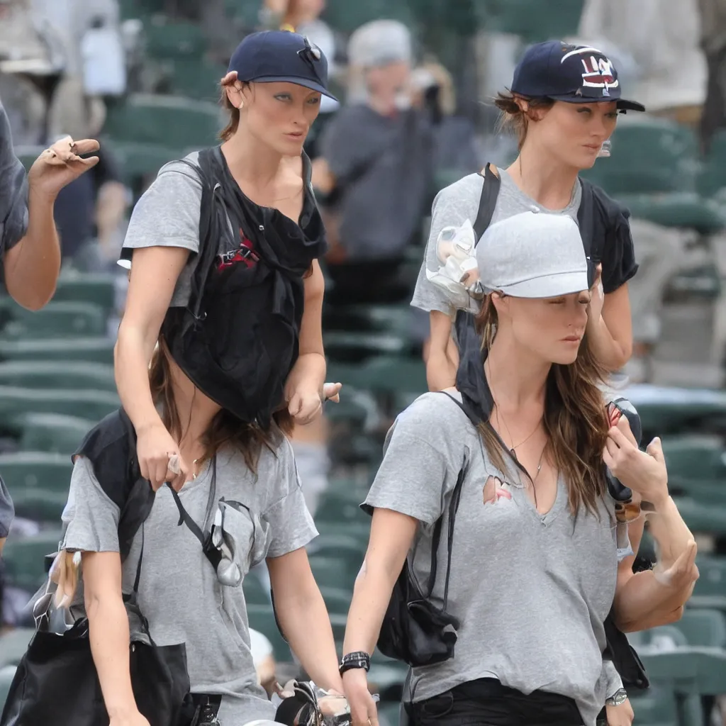 Prompt: Olivia Wilde wearing a baseball hat