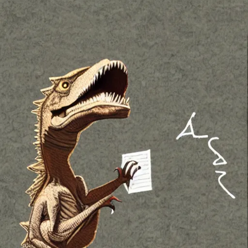 Image similar to velociraptor studying for a math test