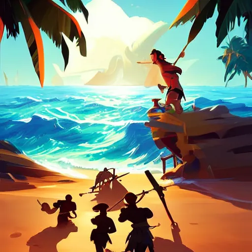 Image similar to painting treasure on sea of thieves game smooth median photoshop filter cutout vector, behance hd by jesper ejsing, by rhads, makoto shinkai and lois van baarle, ilya kuvshinov, rossdraws global illumination