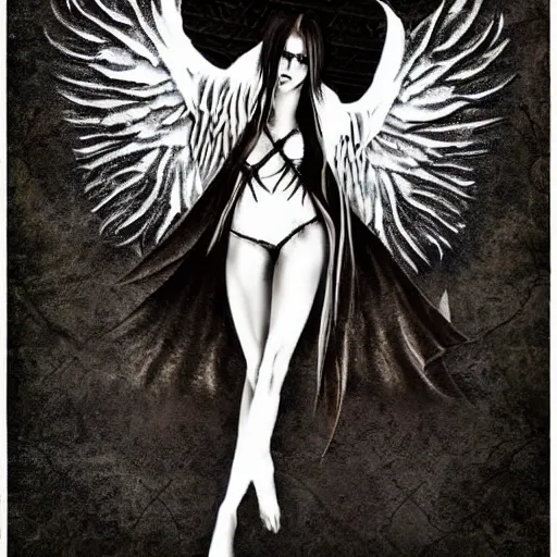 Image similar to vampiric angel, gothic