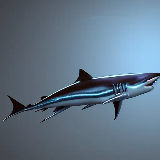 Prompt: animatronic cyberpunk mako shark, zbrush, 4 k render, cinema 4 d octane, fantasy