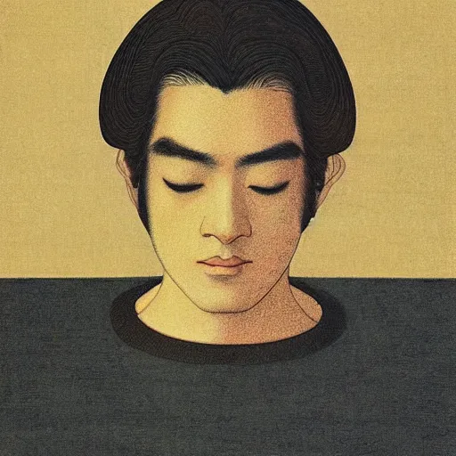 Image similar to “ pablo pascal portrait by ikenaga yasunari and ayana otake and ko rakusui, 6 0 s poster, drawing, realistic, sharp focus, japanese, dreamy, nostalgia, faded, golden hues, floral clothes ”