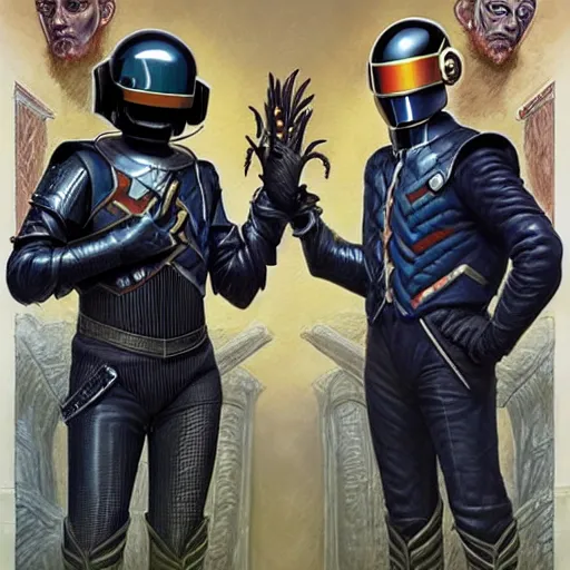 Image similar to Daft Punk as fantasy D&D characters, portrait art by Donato Giancola and James Gurney, digital art, trending on artstation