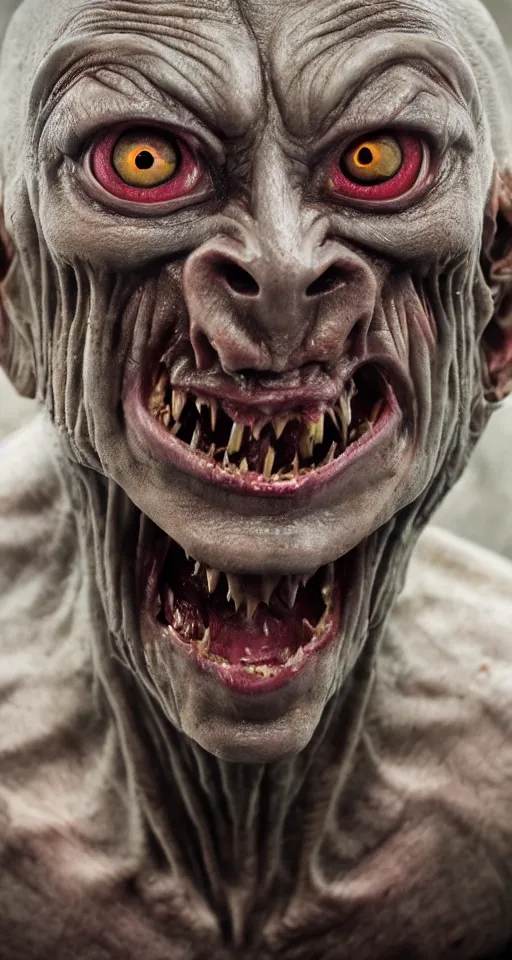 Image similar to photo of demon gollum, full body portrait, realistic face, detailed, sony a 7 r