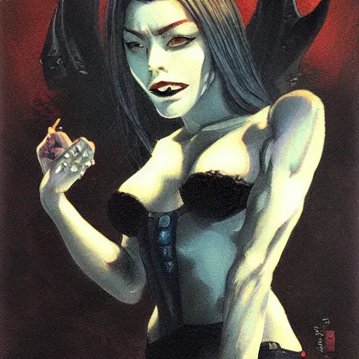 Prompt: portrait of takaonna demon, misty night, beautiful! coherent! by brom! deep colors, strong lines, high contrast