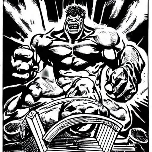 Image similar to mcbess illustration of the hulk fighting Thor