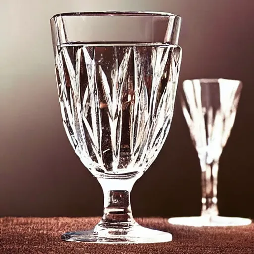 Prompt: a glass made of crystal decorated