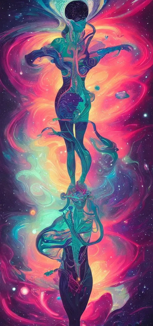 Image similar to Deep space scene nebula. Tristan Eaton, victo ngai, peter mohrbacher, artgerm. psychedelic. neon colors