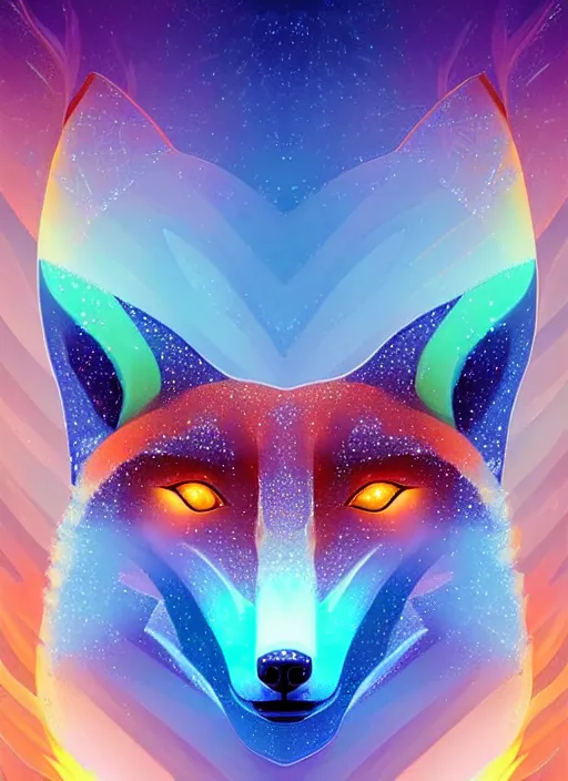 Image similar to symmetry!! product render poster vivid colors divine proportion fox, ice and snow, glowing fog intricate, elegant, highly detailed, digital painting, artstation, concept art, smooth, sharp focus, illustration,