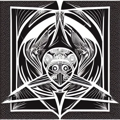 Prompt: emblem of wisdom, vector art by Aaron Horkey