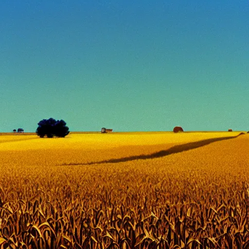 Image similar to endless bland midwestern grain gradient wheat cornfields by bill watterson from mulan ( 1 9 9 7 )