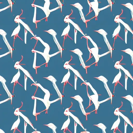 Image similar to fabric pattern of minimalistic cranes