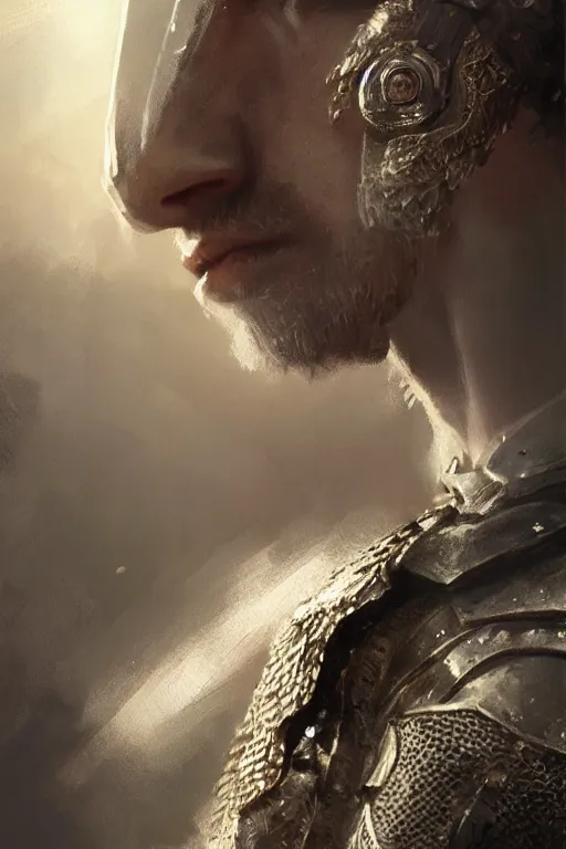 Image similar to king arthur's knight, close-up portrait, powerfull, intricate, elegant, volumetric lighting, scenery, digital painting, highly detailed, artstation, sharp focus, illustration, concept art, ruan jia, steve mccurry