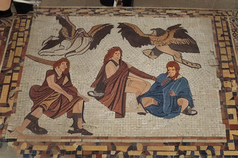 Image similar to harry potter as an ancient greek floor mosaic