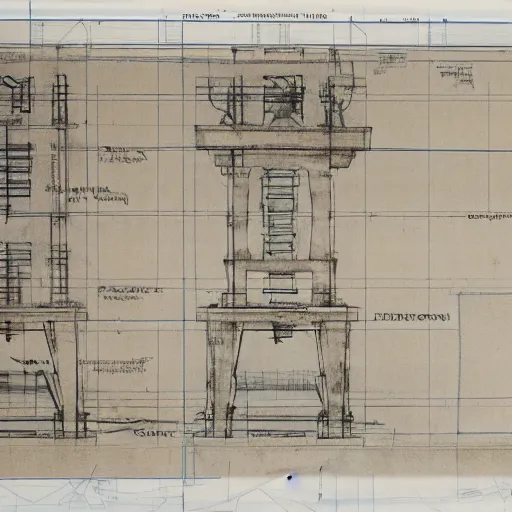 Prompt: architectural blueprint of a public bronze sculpture, with orthographic views