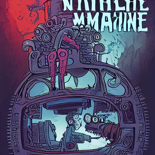 Prompt: nightmare trapped in the machine by rob sheridan and jerod scott and lance weiler