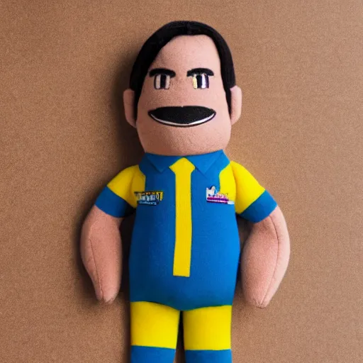 Image similar to Bolsonaro plush toy, product photography