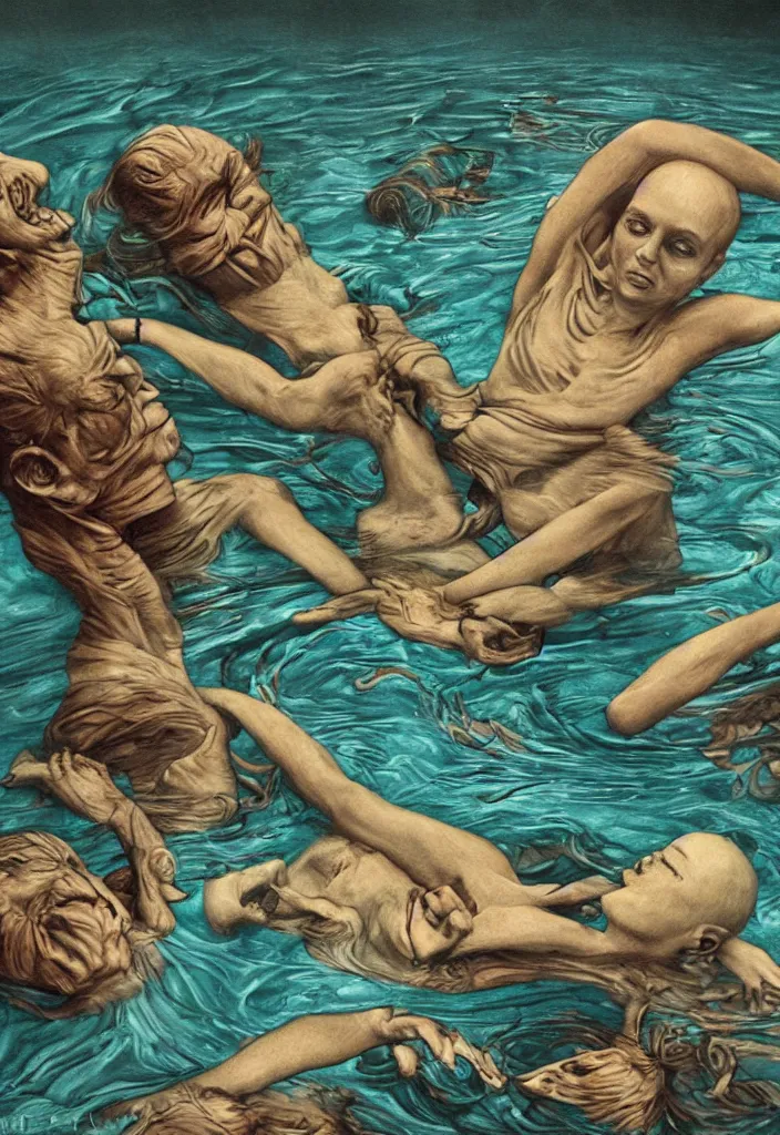 Image similar to highly detailed surrealist art about drowning slowly