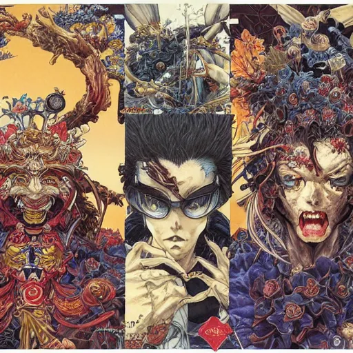 Image similar to portrait of crazy lo - pan, symmetrical, by yoichi hatakenaka, masamune shirow, josan gonzales and dan mumford, ayami kojima, takato yamamoto, barclay shaw, karol bak, yukito kishiro
