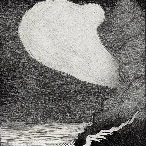 Prompt: limbo, sulfur, underworld, wind kissed ( ( ( ( picture ) ) ) ), ashes, lament, by maurice sendak, edward gorey, charles addams,