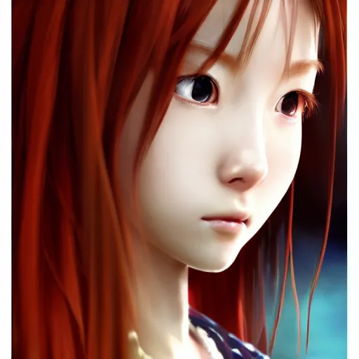 Image similar to ultra-detailed, HD semirealistic anime CG concept art digital painting of a redhead close-up Japanese schoolgirl, by a Chinese artist at ArtStation, by Huang Guangjian, Fenghua Zhong, Ruan Jia, Xin Jin and Wei Chang. Realistic artwork of a Chinese videogame, gentle an harmonic colors.