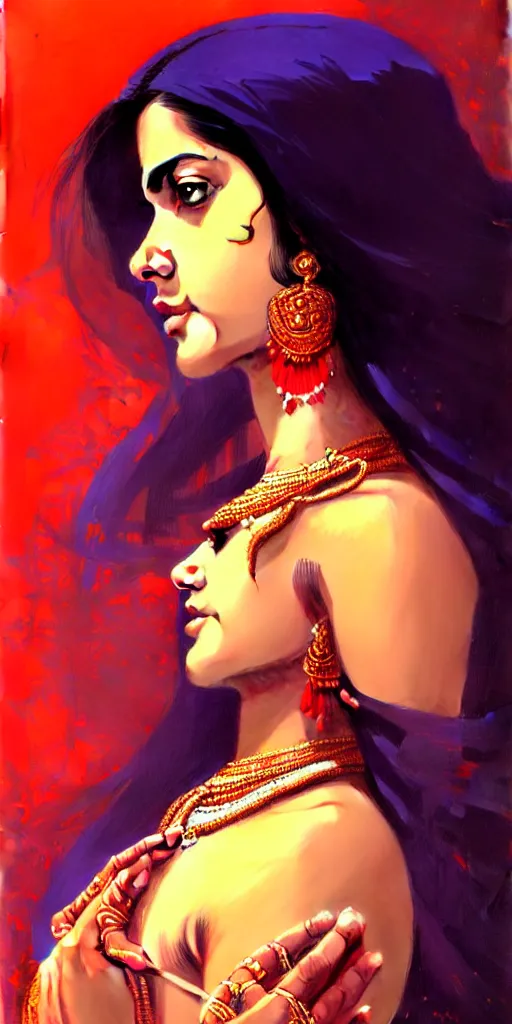 Image similar to a comic portrait of an indian goddess, fine - face, realistic shaded perfect face, fine details. night setting. very anime style. realistic shaded lighting poster by ilya kuvshinov katsuhiro, magali villeneuve, artgerm, jeremy lipkin and michael garmash, rob rey and kentaro miura style, trending on art station