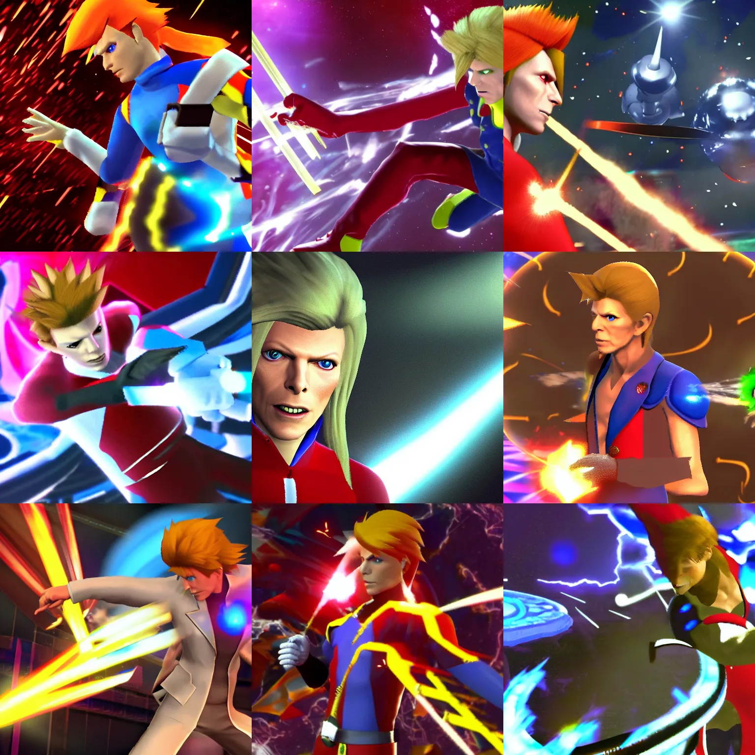 Prompt: 4k screenshot of David Bowie in Super Smash Bros