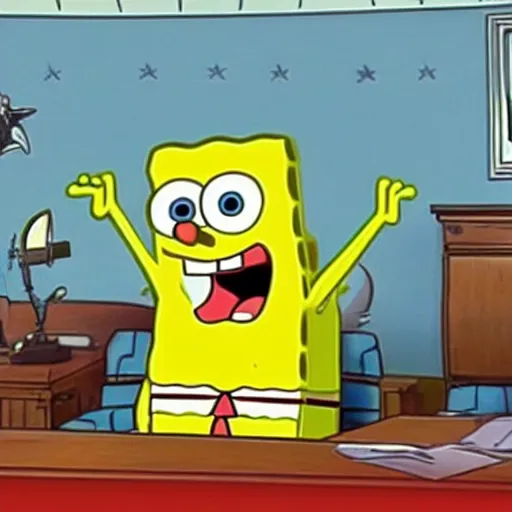 Prompt: photo of spongebob becoming president of the united states,