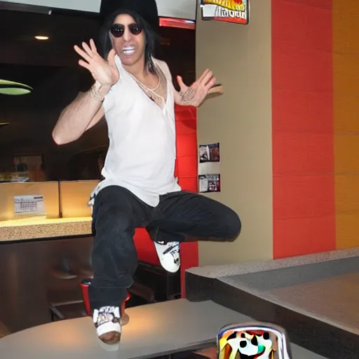 Image similar to criss angel mindfreak levitating over mcdonalds