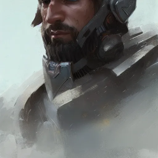 Prompt: 'portrait of a human paladin, art by Greg Rutkowski, 4k'