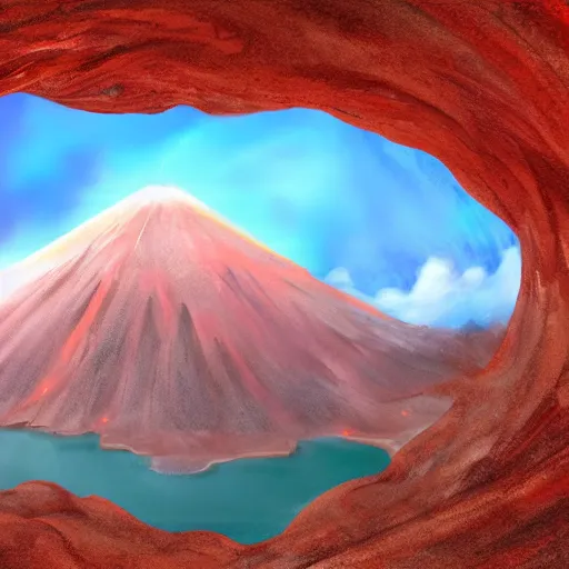 Prompt: A volcano that is a portal to the center of the earth, digital art, detailed, 8k, expressive