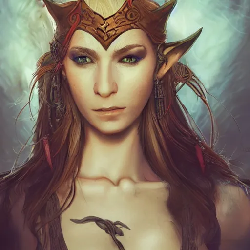 Image similar to portrait of a elven female pirate, fantasy setting, digital art, dramatic lighting, illuminated, cinematic