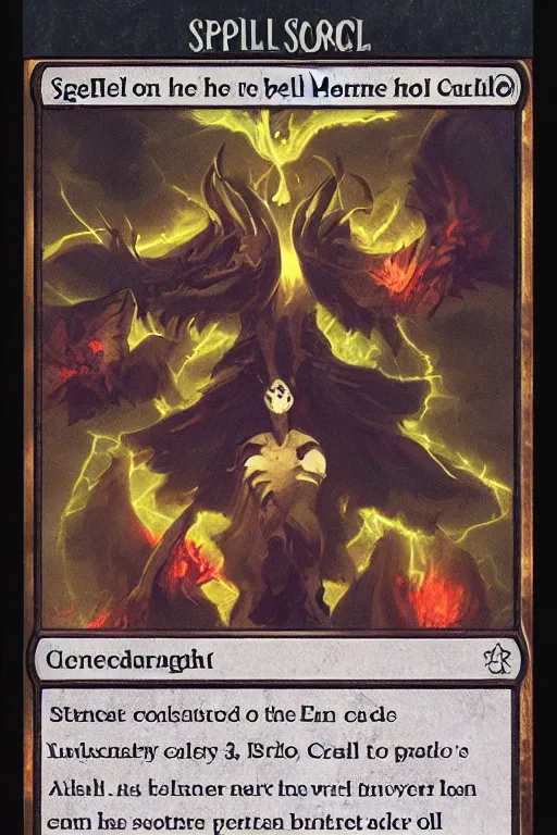 Image similar to spell card, hell song, magic the gathering card, slay the spire card